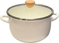 Enamel Stockpot with Lid, 4 Quart Soup with Handle, Big Granite Cooking Pot for Stovetop, Campfire, Outdoor Stove