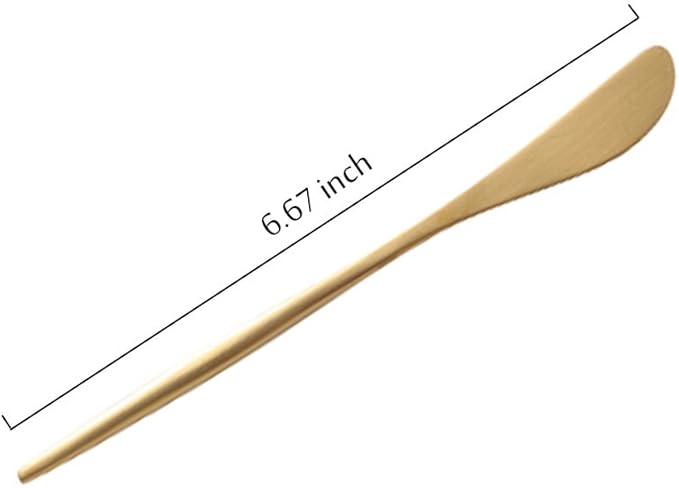 Gold 18/10 Stainles Steel Butter Knife Cheese Spreader Knives Set, Slim Cutlery for Kitchen Hotel Restaurant Wedding Party, Matte Finish, Dishwasher Safe, Pack of 6