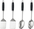 4 Pcs Stainless Steel Kitchen Utensils, Cooking Utensils Set, Includes Solid Spatula, Slotted Spatula, Cooking Spoon, Slotted Spoon, Suitable for various cooking needs