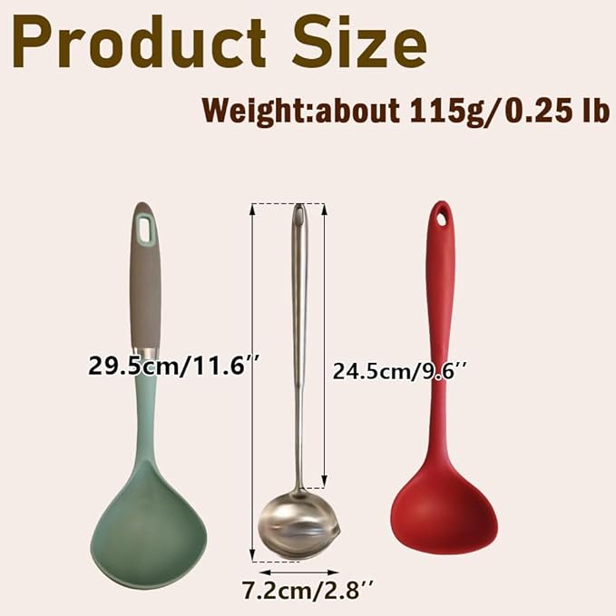 Small Ladle with Pour Spout SUS 304 Stainless Steel 9.6-inch handle Matte Ladle, Dishwasher Safe (1 Pack)