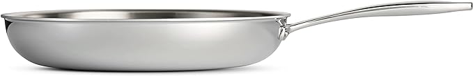 Tramontina Signature Tri-Ply Clad Stainless Steel 12-Inch Large Frying Pan, Induction-Ready Skillet, Dishwasher-Safe, NSF-Certified, Made in Brazil