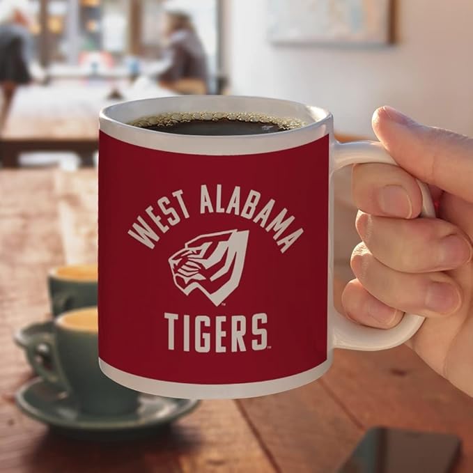 University of West Alabama Tigers Logo Ceramic Coffee Mug, Novelty Gift Mugs for Coffee, Tea and Hot Drinks, 11oz, White