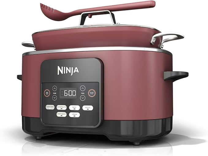 Ninja Foodi 6-in-1 PossibleCooker PRO Multi-Cooker 8.5 Quart, Electric Slow Cooker and Rice Cooker Combo for Home and Kitchen, Nonstick Pot for Cooking Soups Stews and One-Pot Meals (Cherry Tarte)
