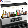 BFONS 30" Magnetic Stove Top Shelf Spice Rack Storage, Silicone Top Heat Material Stove Rack Seasoning Organizer Kitchen Gadgets Kitchen Organization（Black）