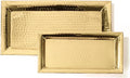 Gold Hammered Trays - 2 Pack Rectangle Platters - Large & Medium Serving Tray - Stainless Steel, Gold, Rectangular, Stackable