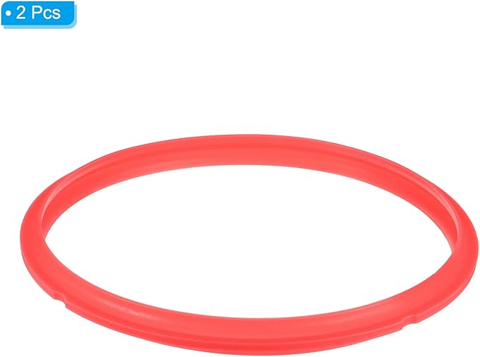 uxcell 2 Pcs Silicone Sealing Ring for Pressure Pot 5/6QT, Pressure Pot Inner Gasket Seal Rings Pressure Cooker Replacement Parts, Red