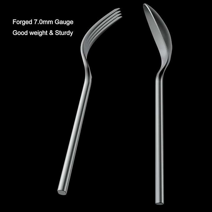 Alata Potter 20-Piece Forged Silverware Set, Service for 4 – Premium Stainless Steel Flatware Set, Modern Design with Satin Finish, Ideal for Home, Kitchen, Party, Camping