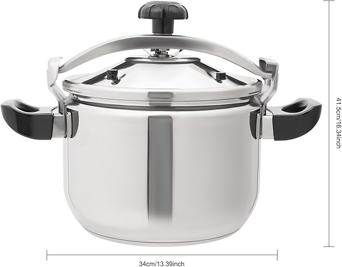 Stainless Steel Pressure Cooker Large Capacity Pressure Stewing Pot Cooker Pot Compatible with Gas/Induction/Electric Stove, 60Kpa,Easy Opening, Household & Commercial(23.25 Qt)