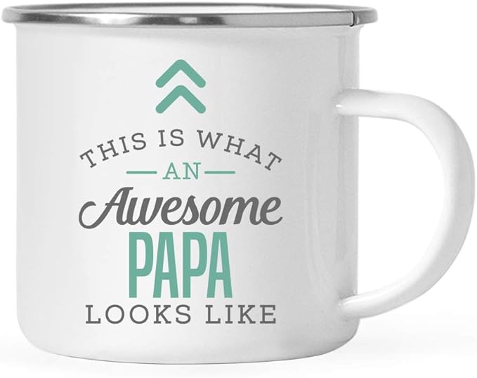 Andaz Press 11oz. Stainless Steel Campfire Coffee Mug Gift, This is What an Awesome Papa Looks Like, 1-Pack, Birthday Gift Ideas Coworker Him Her, Includes Gift Box