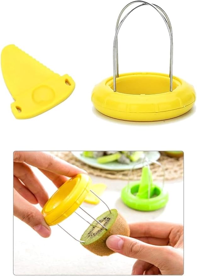 2Pcs Yellow Kiwi Peeler,Easy-Grasp Kiwi Tool,2-In-1 Stainless Steel Kiwi Fruit Peeler Cutter for Kiwi,Dragon Fruit, Etc,Graters, Peelers and Slicers
