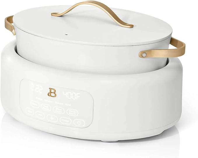 Beautiful 10-in-1 Electric MultiCooker 6 Quart - Programmable Slow Cooker, Sous Vide, Rice Cooker - Sleek Touch Timer & Delayed Start - Kitchen Appliance by Drew Barrymore (White Icing)