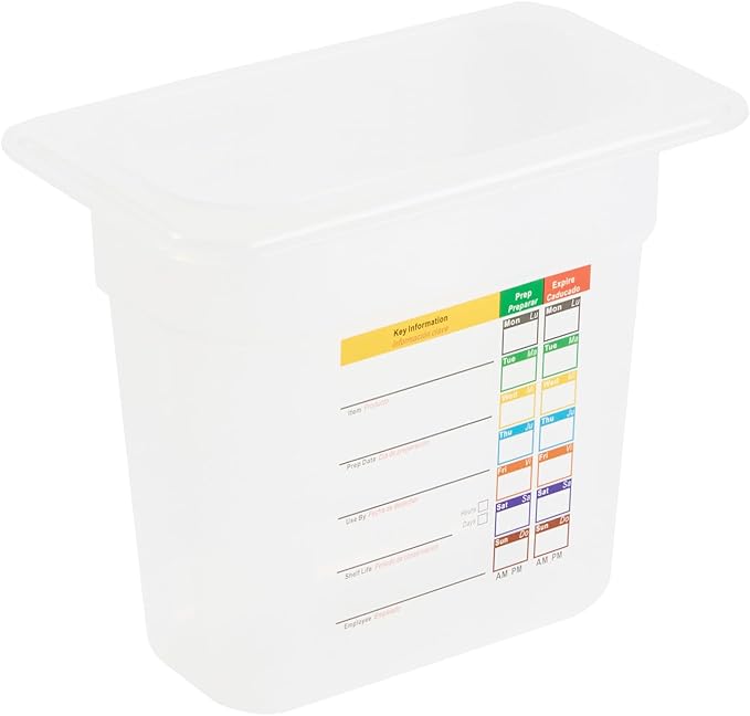 Restaurantware Food Pans Pack of 10 Plastic Rectangle Food Containers 1/9 Size with Traceability Label, Storage Containers Dishwashable Hot Cold Friendly for Restaurants Buffet Commercial Use