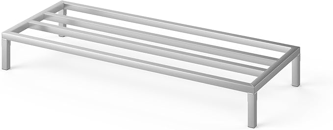 60" Long x 24" Wide | Height: 8" Off The Floor Aluminum Dunnage Rack | Storage in Restaurant, Kitchens and Garages and More!