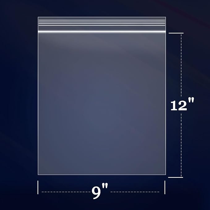 iMailer - 200 Count - 9" x 12" Zip Bags - Clear Reclosable Zip Plastic Poly Bags for with Resealable Lock Seal Zipper Art Prints, A4, Letter Sized Documents, Clothing