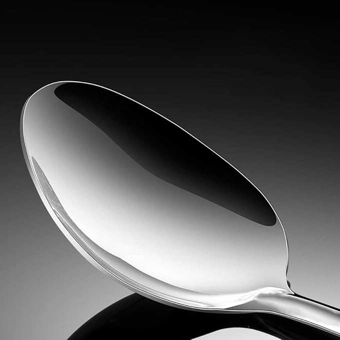 Cooking Spoon Set, 2Pcs 14.7" Stainless Steel Large Serving Spoons, Solid & Slotted Spoons for Restaurant, Metal Kitchen Utensils
