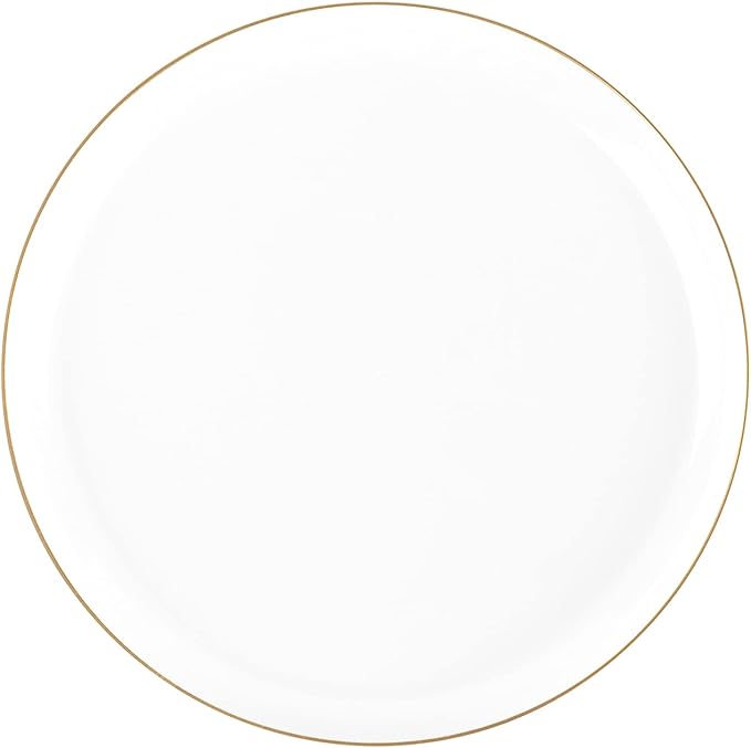 [30 Pack 6.3''] White Plastic Party Plates With Gold Rim Edge Collection Premium heavyweight Elegant Disposable Tableware Dishes