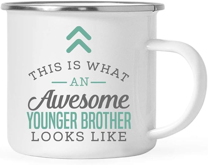 Andaz Press 11oz. Stainless Steel Campfire Coffee Mug, This Is What an Awesome Younger Brother Looks Like, 1-Pack, Birthday Gift Ideas for Coworker, Includes Gift Box