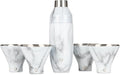 Snowfox Premium Vacuum Insulated Stainless Steel 22oz Cocktail Shaker and 4 Martini Glass Set, Home Bar Accessories, Elegant Drink Mixer, Leak, Proof Lid With Jigger & Built, In Strainer, Marble