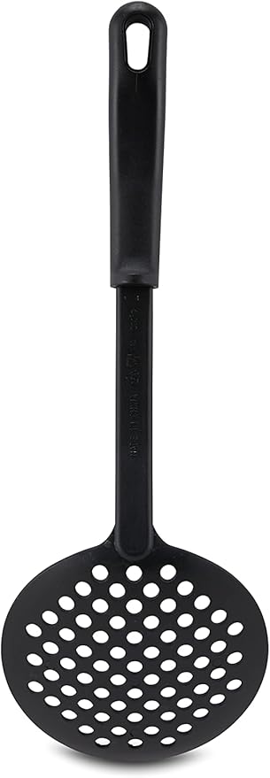 AME D'ESSENCE Skimmer 12 1/2 inch Black Nylon 410ºF Heat Resistant Slotted Skimmer Spoon with Ergonomic Handle Kitchen Gadgets for Straining