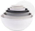 BoxedHome BPA Free Plastic Round Mixing Bowl with Lids, 12 Pack Nesting Bowls with Lids Set, Microwave and Dishwasher Safe Prep & Serving Bowls Great for Mixing, Baking, Serving (White, 12pcs)
