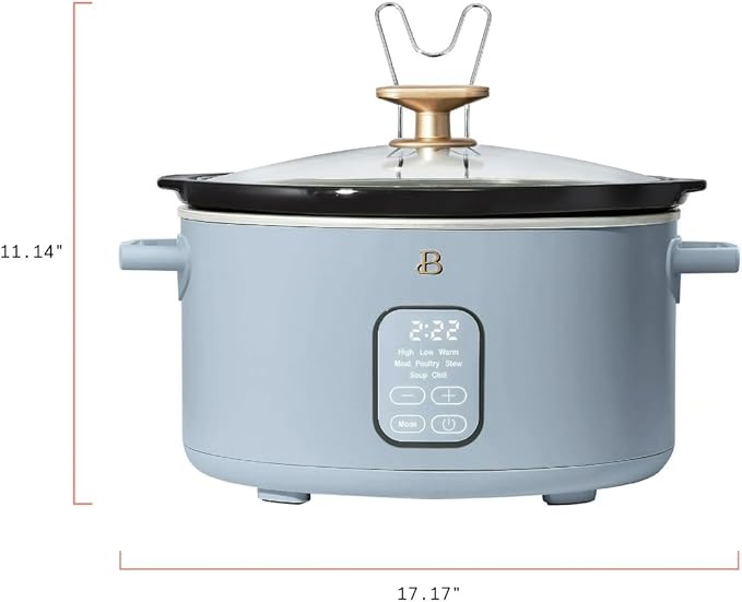 Beautiful 6 Qt Programmable Slow Cooker with Touch Control, Digital Timer and Keep Warm Function – Large Electric pot Capacity Kitchen Appliance by Barrymore (Cornflower Blue)