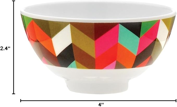 French Bull Melamine Mini Bowl, 4-Piece Set, 10 Fluid Ounces, Small Serving Bowl – Snack, Condiment, Dip, Dessert, Ice Cream – Shatter Proof, Food-Safe, BPA Free, Dishwasher Safe, 4”, Graphic
