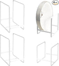Plate Holders Organizer for Kitchen Cabinet Counter Cupboard, 4Pcs Metal Dish Storage Drying Display Rack, Upright Stand for Storing Pans Lids Dish Trays (2 Small and 2 Large, White)