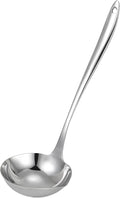 4.Oz 18/10 Stainless Steel Kitchen Ladle Cooking Utensils with 11.8-Inch Handle,Heavy Duty Serving Large Soup Spoon,Dishwasher Safe(Silver)