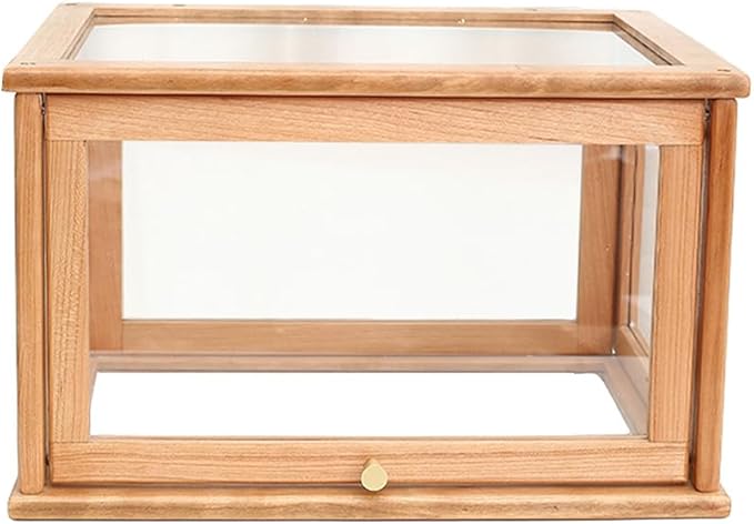 Bamboo Bread Box For Kitchen Countertop, Clear Acrylic Display Case, Bread Bin With Door, Acrylic Storage Containers For Bread, Handbag, Purse, Collectibles, Cosmetic (1)