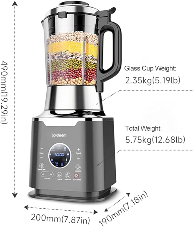 Joydeem Cooking Blender JD-D16, Hot and Cold Blender for Soy Milk & Juice, Soup Maker with Stew Pot, 1.75L(59 Oz), 1200W, Black