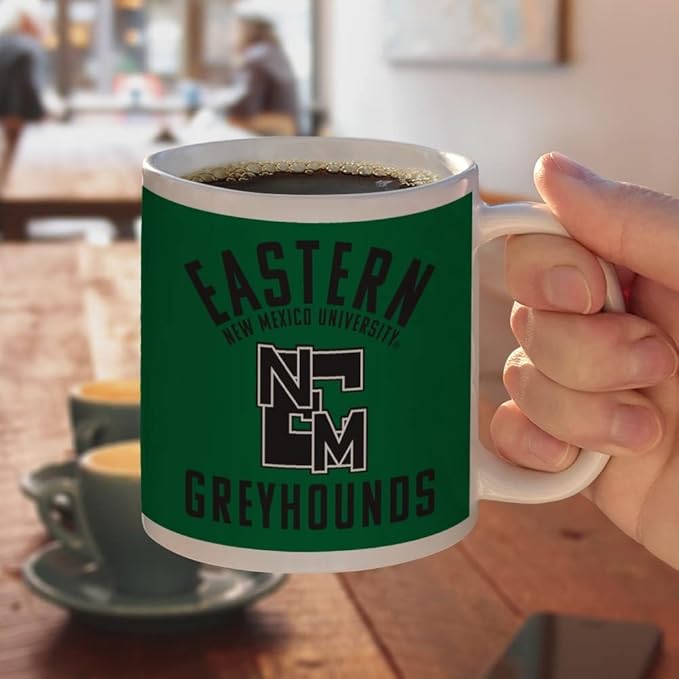Eastern New Mexico University Greyhounds Logo Ceramic Coffee Mug, Novelty Gift Mugs for Coffee, Tea and Hot Drinks, 11oz, White