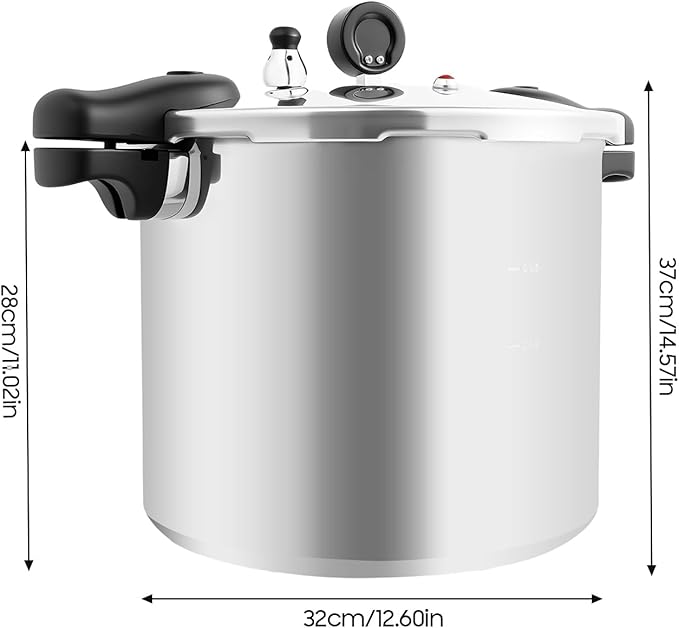 23 Quart Pressure Cooker, Large Pressure Canner, Pressure Gauge & Pressure Regulator,Anti-scald Handle and Silicone Ring,Suitable for Canning, Steaming, and Stewing - Aluminium,Large Capacity,90kpa