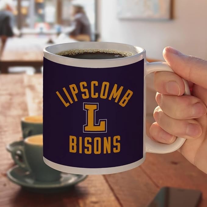 Lipscomb Bison Ceramic Coffee Mug, Novelty Gift Mugs for Coffee, Tea and Hot Drinks, 11oz, White