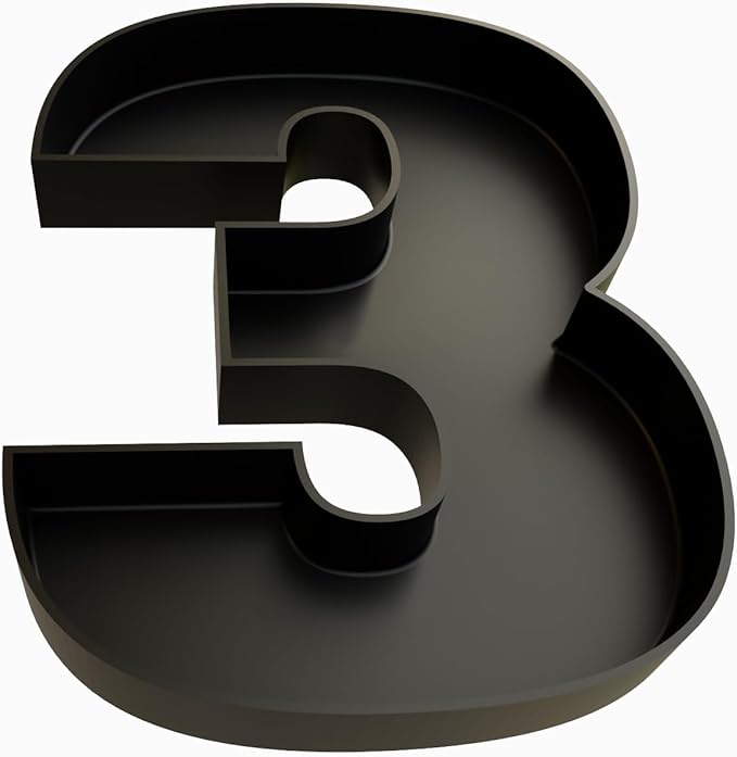Hard Plastic Reusable Fillable Letters Numbers Serving Trays for Party Decoration (3, Black)