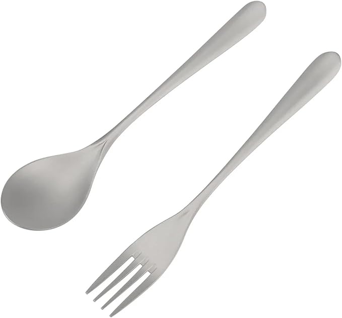 Pure Titanium Dinner Fork & Spoon Set, Duty Flatware, 7.5 In Long Handle Matte Finish Utensils, Dishwasher Safe & Rustproof for Everyday Dining, Kitchen, Camping, Travel, Christmas Gifts