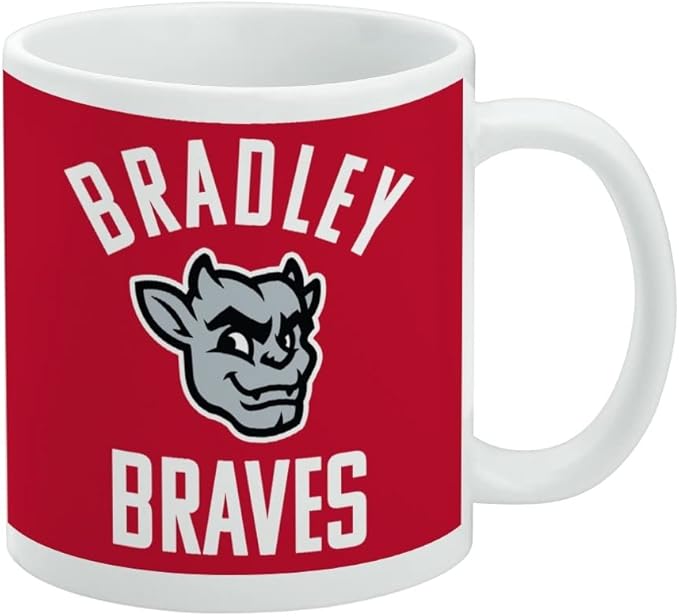 Bradley University Braves Ceramic Coffee Mug, Novelty Gift Mugs for Coffee, Tea and Hot Drinks, 11oz, White