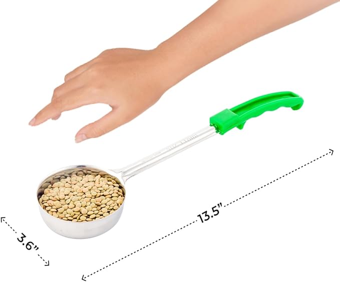 Restaurantware Met Lux 4 Ounce Portion Ladle 1 With Green Handle Portion Serving Spoon - Does Not Corrode Dishwashable Stainless Steel Portion Control Serving Utensil Multipurpose