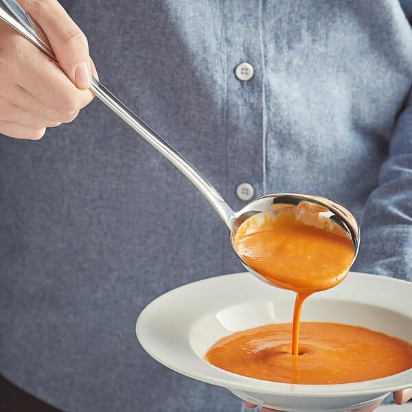 Swirl Stainless Steel Ladle, 2.5 oz, 18/8 Steel, 12.25 Inch Length, Mirror Finish, with Pour Spout, Silver