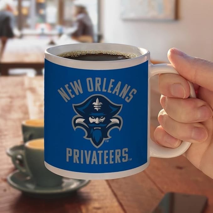 The University of New Orleans Privateers Logo Ceramic Coffee Mug, Novelty Gift Mugs for Coffee, Tea and Hot Drinks, 11oz, White