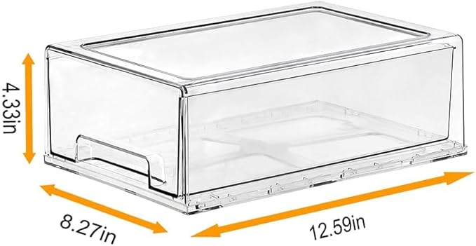 SIMPEXPE Stackable Storage Drawer, Clear Pull Out Plastic Food Fridge Organizer Bins for Home Office Pantry Shelf Organization