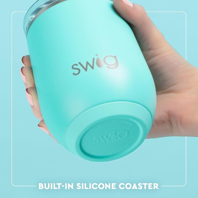 Swig Life 12oz Wine Tumbler with Lid, Stainless Steel, Dishwasher Safe, Portable, Triple Insulated Wine Tumbler (Flourish)