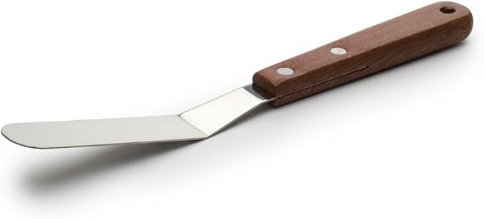 Fox Run Offset Icing Spatula, 4.25-Inch Stainless Steel Blade, Wood Handle, Metallic