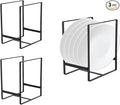 3Pcs Plate Holder Organizer - 2 Sizes Metal Upright Dish Rack for Kitchen Countertop/Cupboard | Portable Storage for Plates, Pots, Pans, Lids | Black Rustproof Counter Dish Organizer