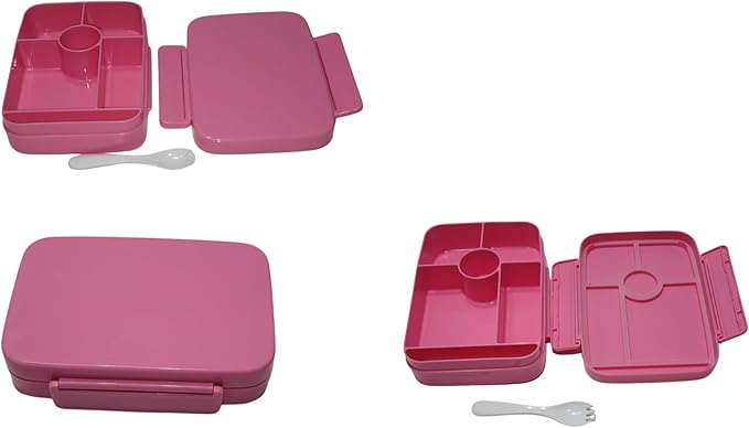 Bento Lunch Box,Container For Aduults Men Women With 6 Compartments,Lunchable Food Container With Utensils, bento box, meal prep lunch box,food holder (pink)