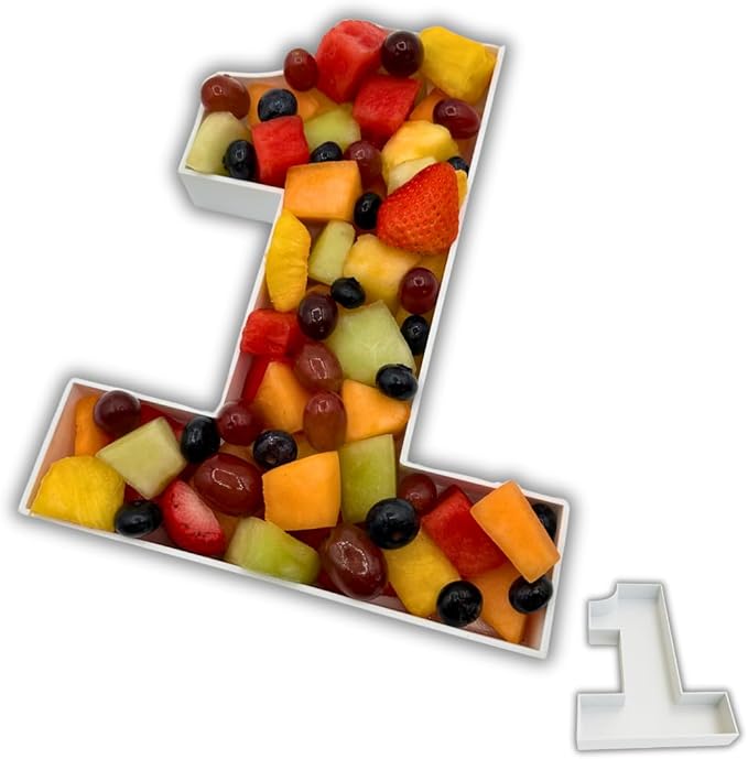 Hard Plastic Reusable Fillable Letters Numbers Serving Trays for Party Decoration (1, White)