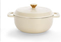 ROVSUN 5 Quart Enameled Cast Iron Dutch Oven with Lid, Dual Handles, Oven Safe up to 500°F or on Stovetop, Compatible for Braising, Stews, Roasting, Bread Baking-Cream White