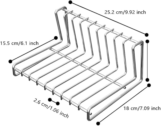Dish Plate Draining Rack 9 Slots SUS304 Storage Drainboard Kitchen Drying Rack Drainer Stand Plate Organizer for Cabinet Space Saver Stainless Steel (9-Tier)