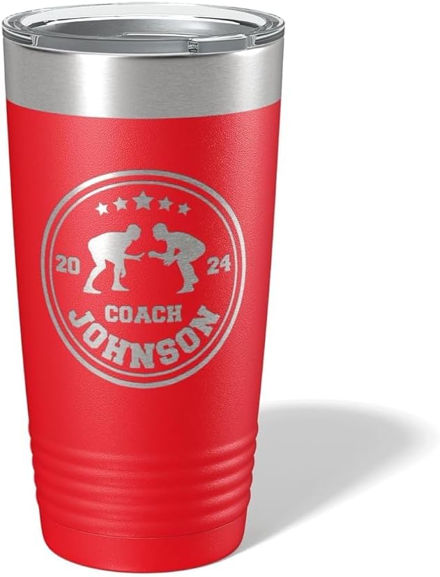 Wrestling Coach gifts, Tumbler, Coach tumbler, Wrestling gifts, Coach Beer glass, Coach gift, Wrestling Coach, Coach gifts, Wrestling Coach (Wrestling Circle, Red, 20oz Tumbler)