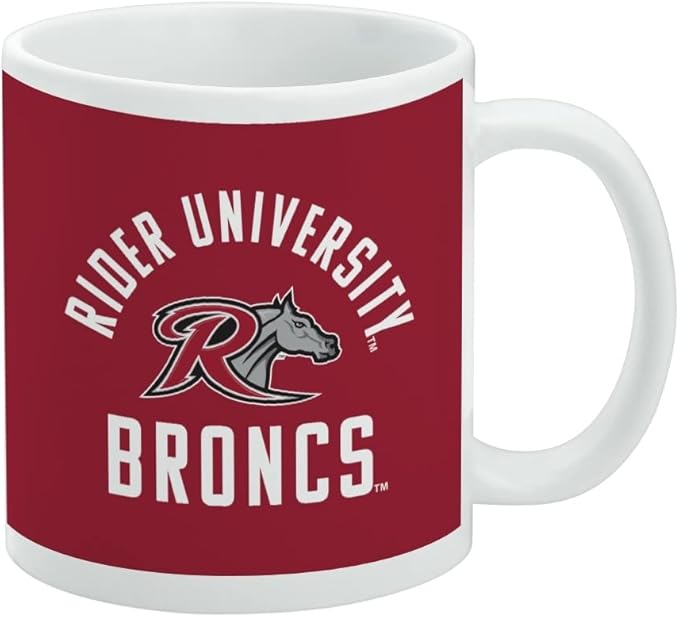 Rider University Broncs Logo Ceramic Coffee Mug, Novelty Gift Mugs for Coffee, Tea and Hot Drinks, 11oz, White