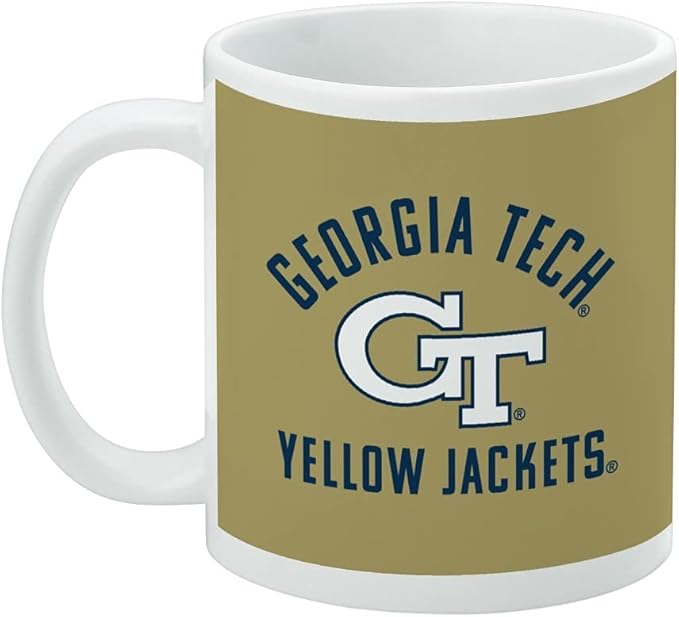 Georgia Tech Yellow Jackets Ceramic Coffee Mug, Novelty Gift Mugs for Coffee, Tea and Hot Drinks, 11oz, White
